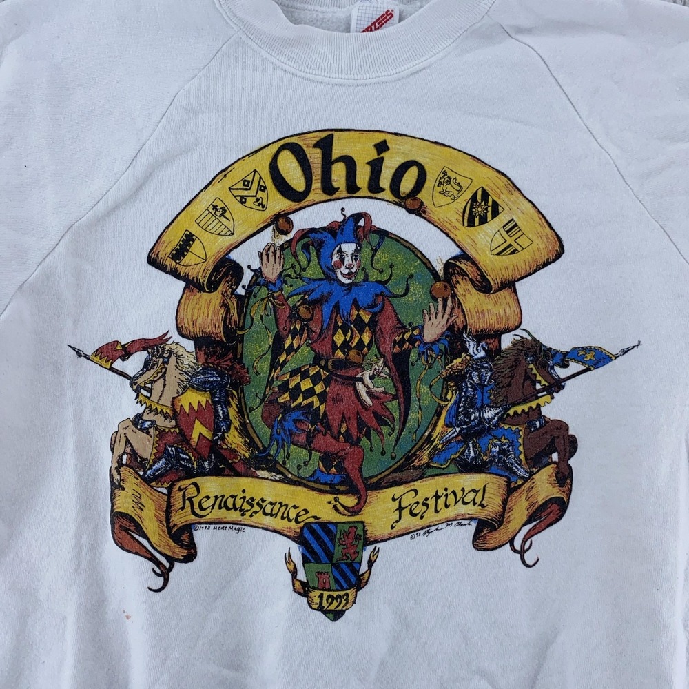 Vintage Ohio‎ Renaissance Festival Sweatshirt Mens M/L Jester Faire 1993 90s